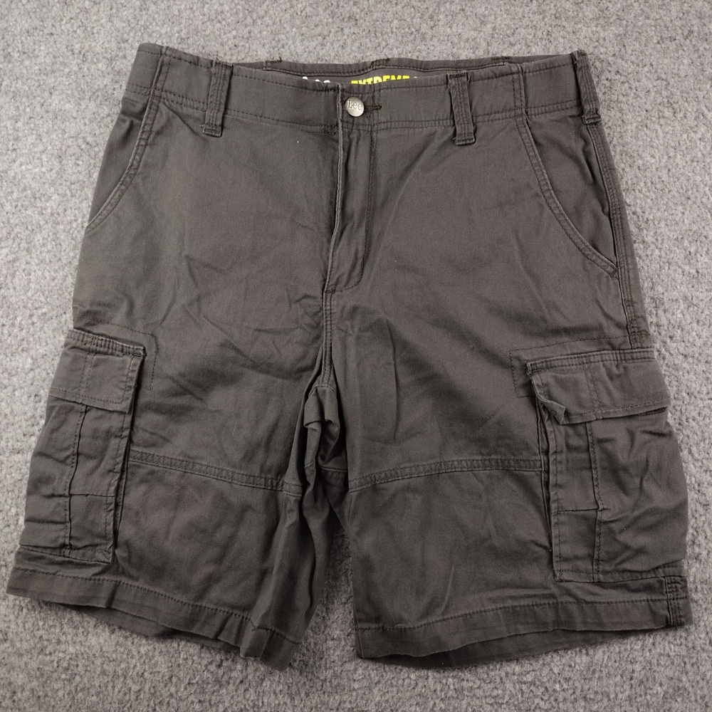 Lee Extreme Motion Mens Cargo Shorts Charcoal Gray 34 Stretch Workwear